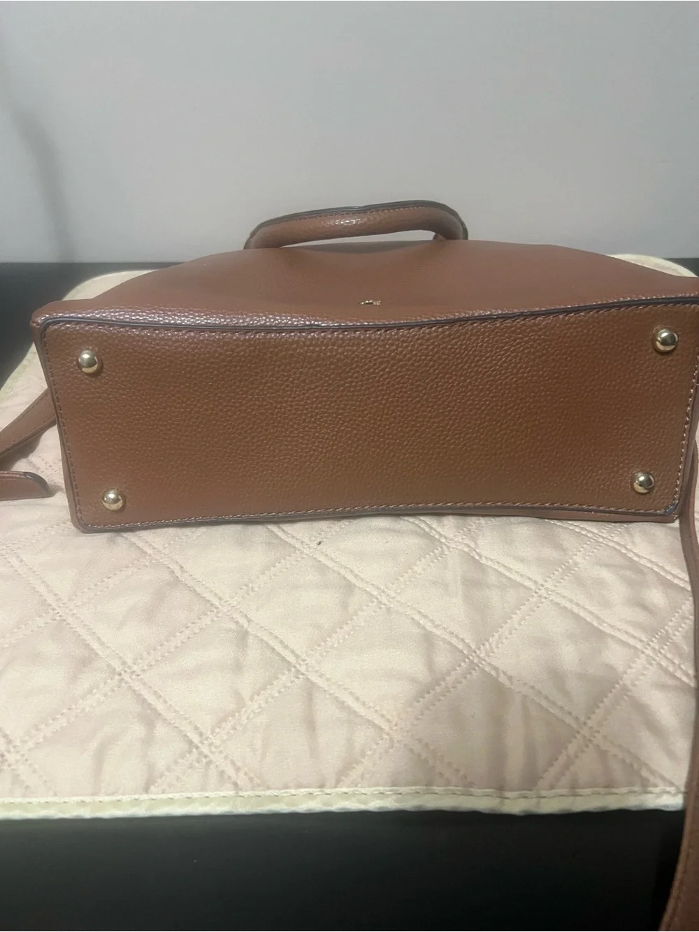 Classic Pebbled Brown Leather Shoulder Bag with Top Handles